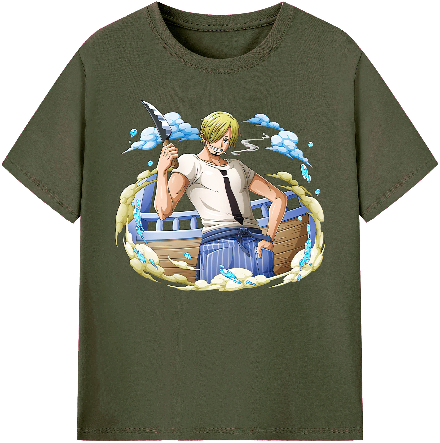 （画像用） ワンピース サンジ ONE PIECE Sanji 綿100％ メンズ半袖Tシャツ｜肌触りやわらか＆通気性